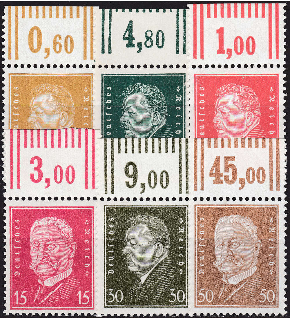 Deutsches Reich Nr. 410, 412, 413, 414, 417 und 420 Oberrnder postfrisch**