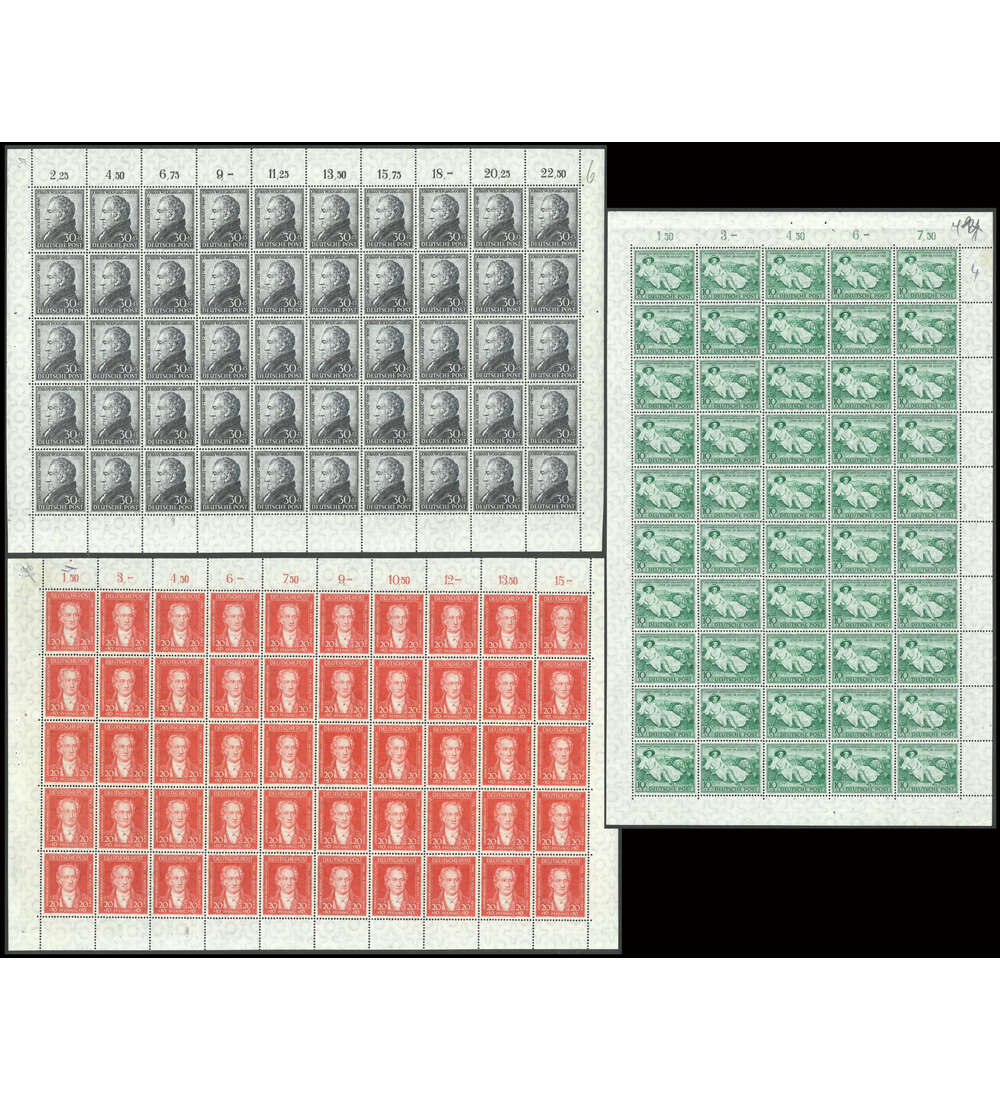 All. Besetzung Goethe 1949 Nr. 108-110 postfrisch ** Originalbogen