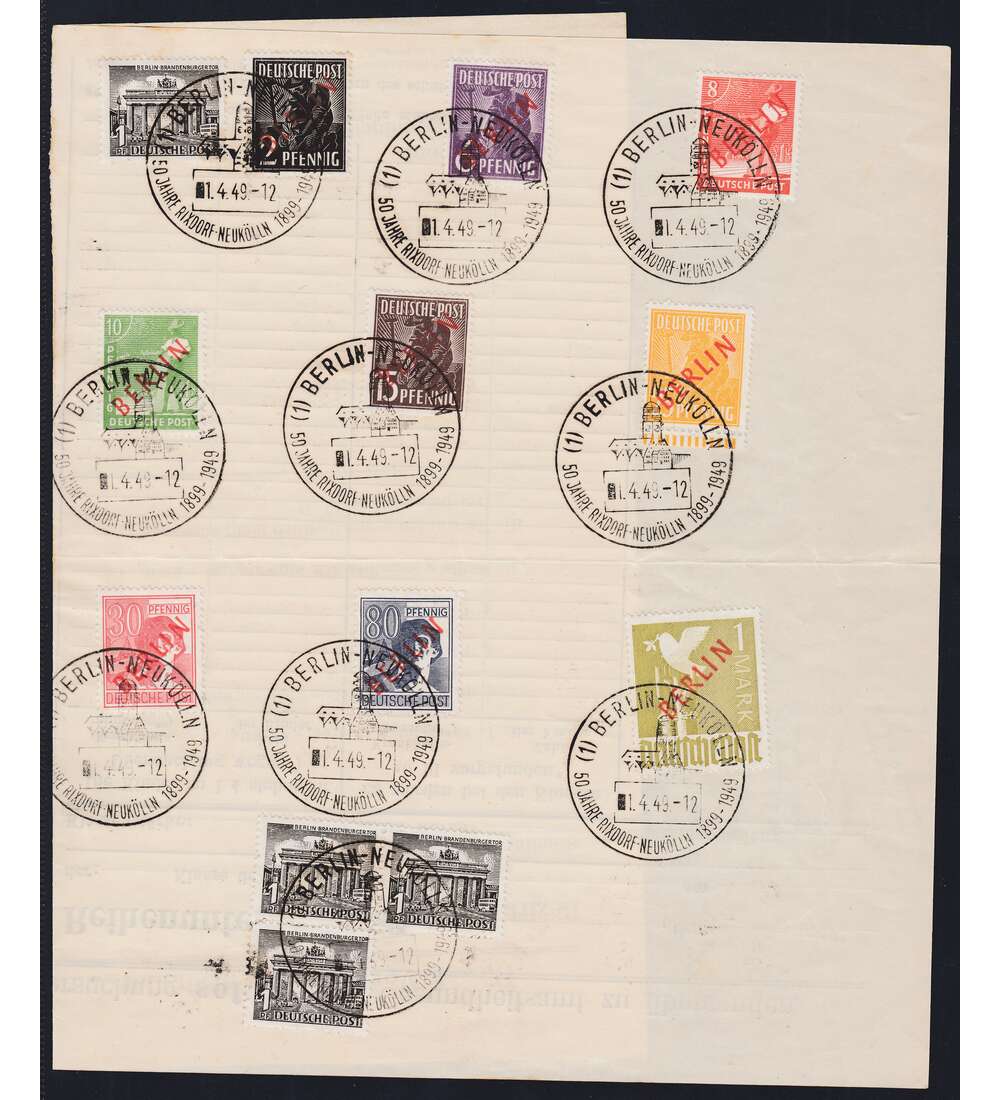 Berlin-Rotaufdruck Stempelvorlage mit diversen Werten