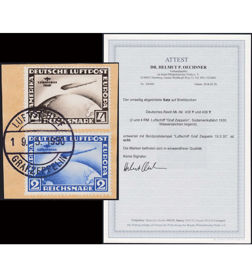 Deutsches Reich Sdamerikafahrt Nr. 438-439 Y gestempelt Farbfotoattest