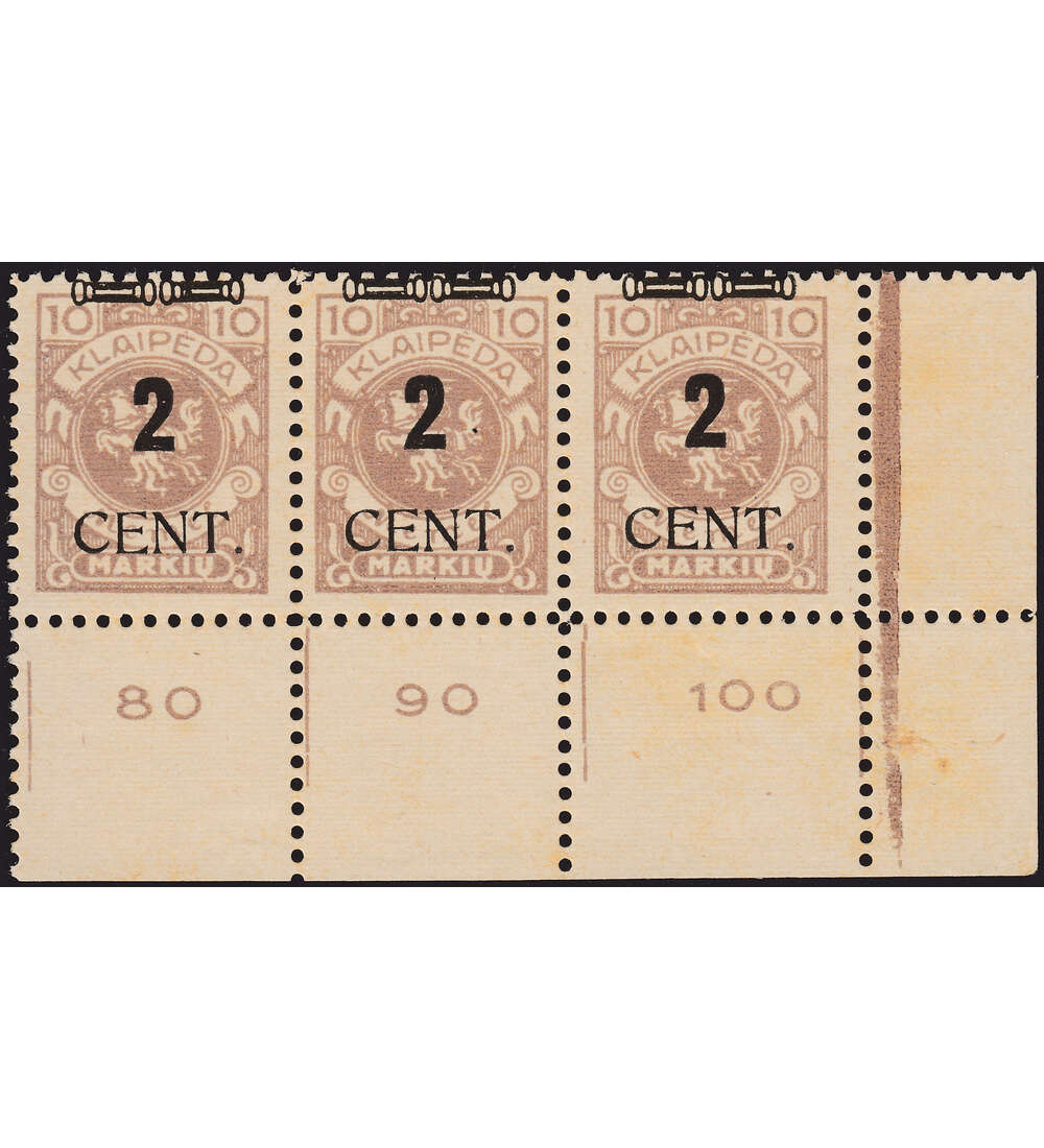 Memel Nr. 183 postfrischer 3er-Streifen gepr�ft und signiert