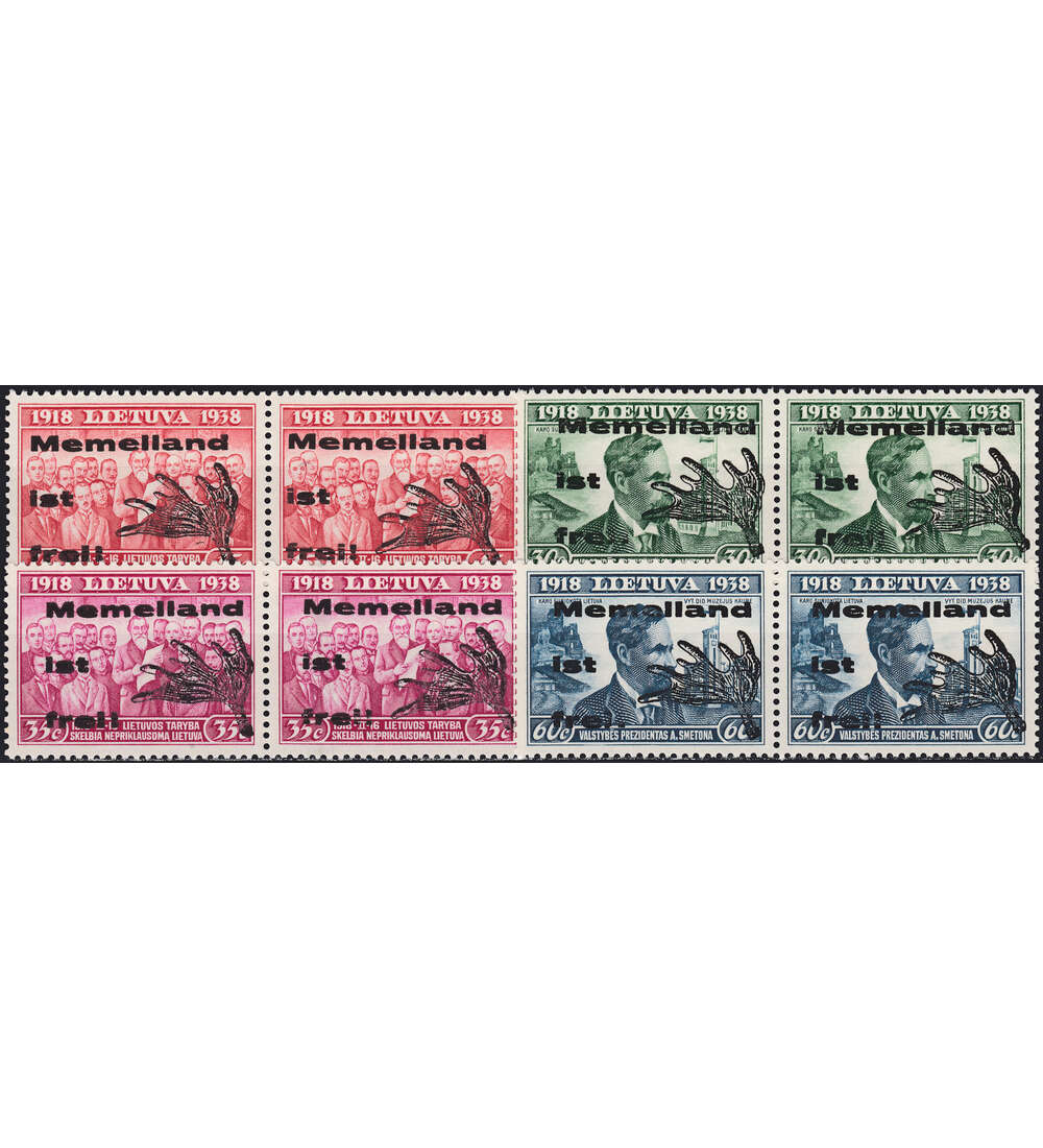 Memelland - Lokalausgabe Nr. I - IV als postfrisches Typenpaar (W6) Typ II u. III