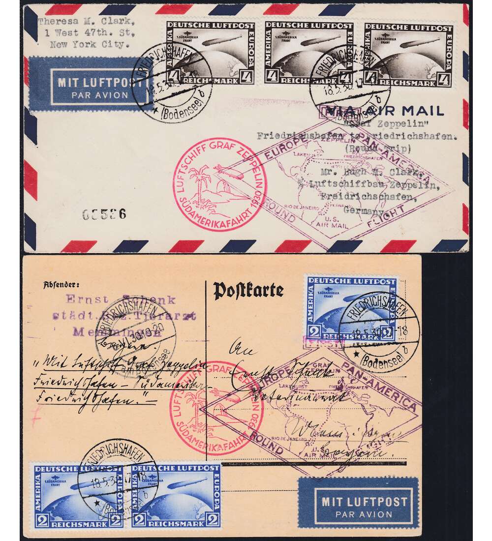 Deutsches Reich Nr. 438-439 Zeppelin-Belege