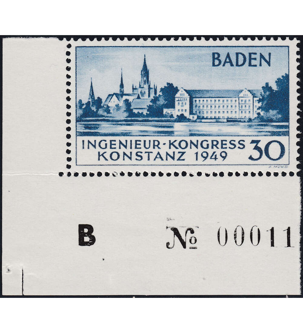 Baden Nr. 46 II Konstanz II postfrisch ** als Eckrandstck