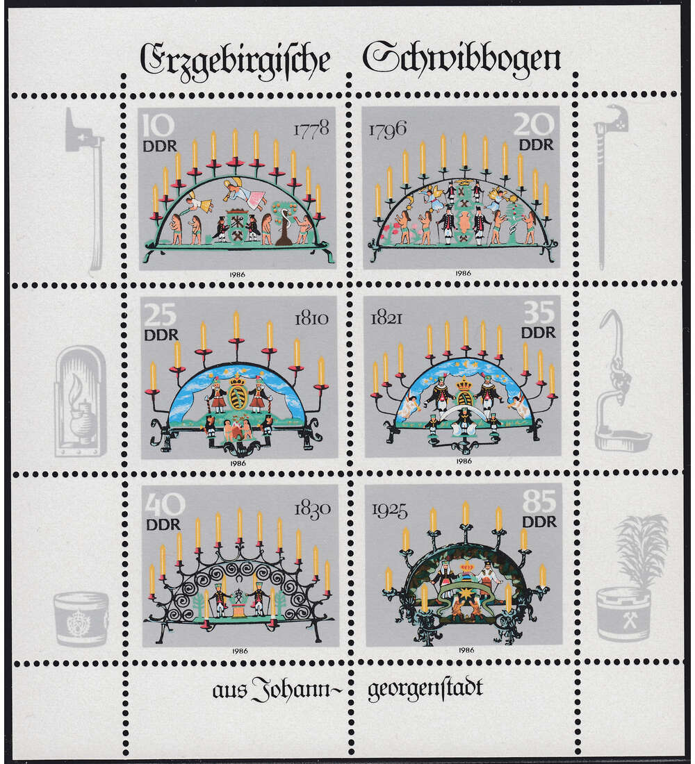 DDR Nr. 3057 - 3062 Kleinbogen postfrisch nicht durchgez�hnter Rand