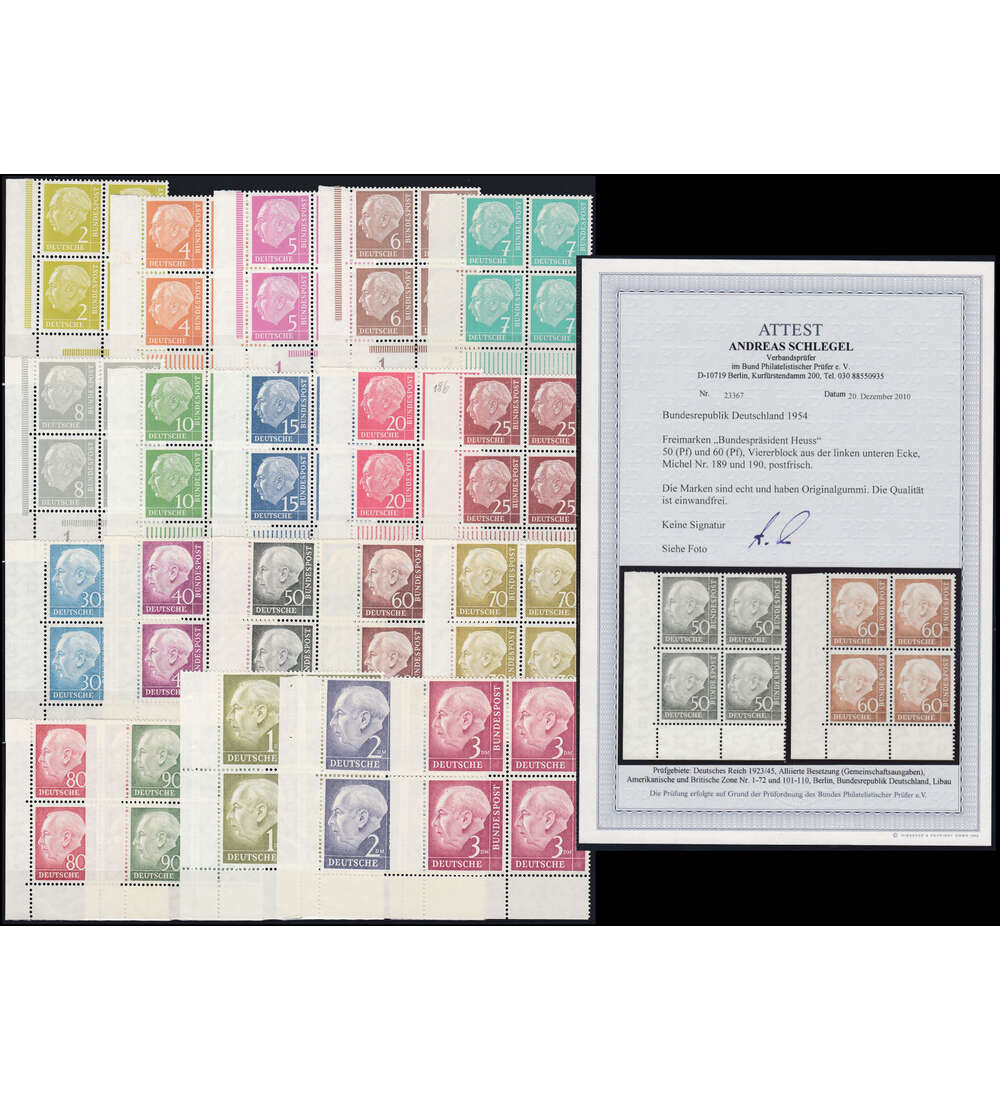 BRD Bund Heuss-Eckrand-4erBlock Nr. 177-196 postfrisch **