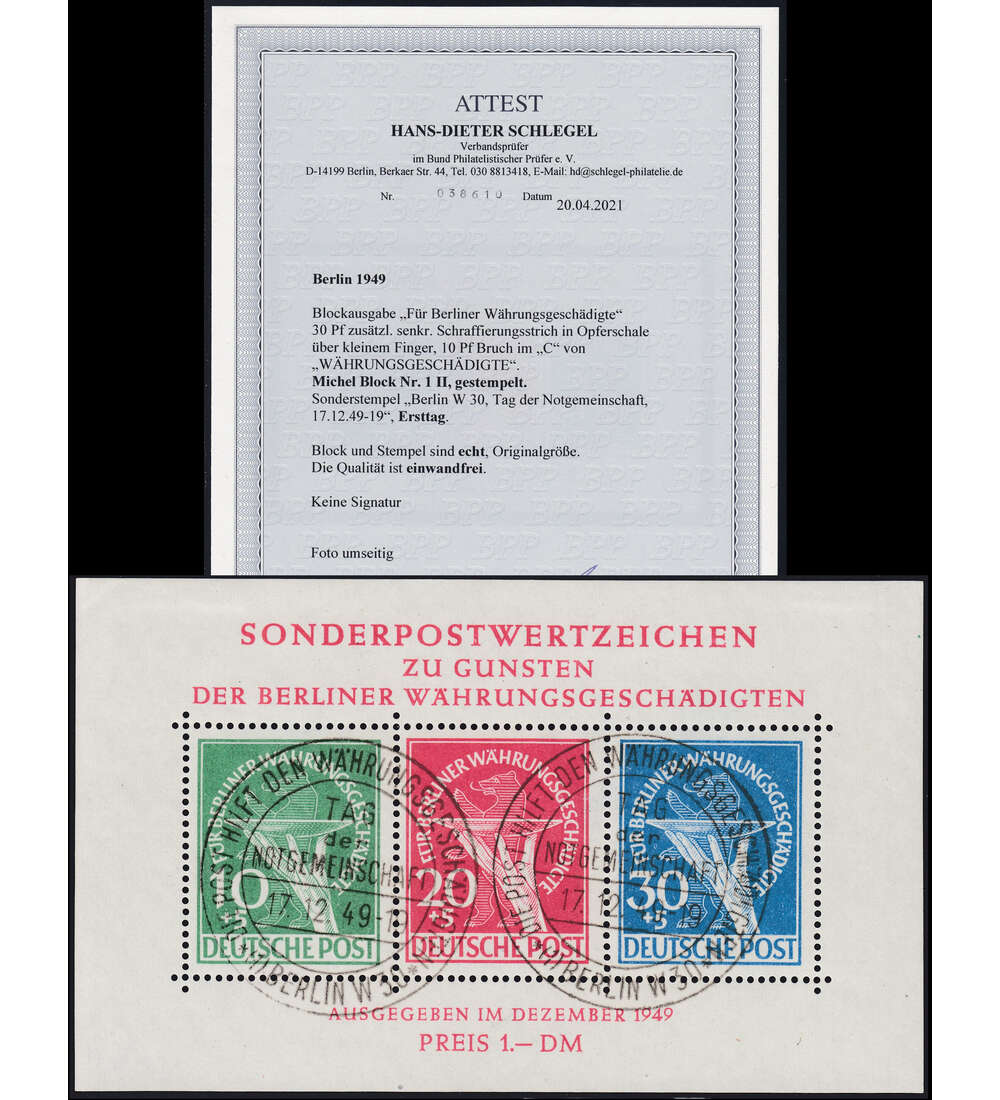 Berlin - Block 1 II gestempelt mit passendem Sonderstempel