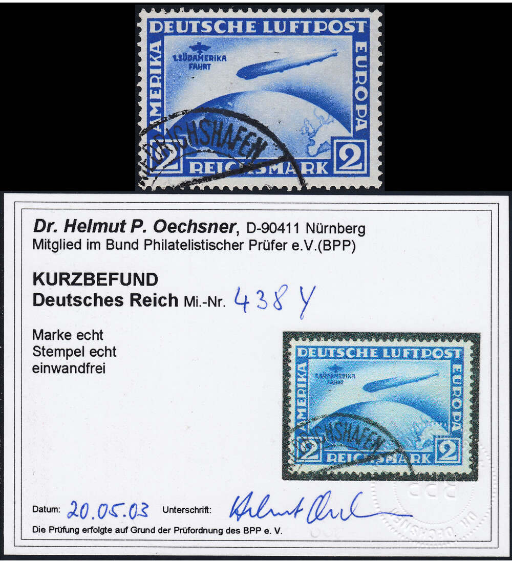 Deutsches Reich Nr. 438 Y gestempelt Farbfotobefund