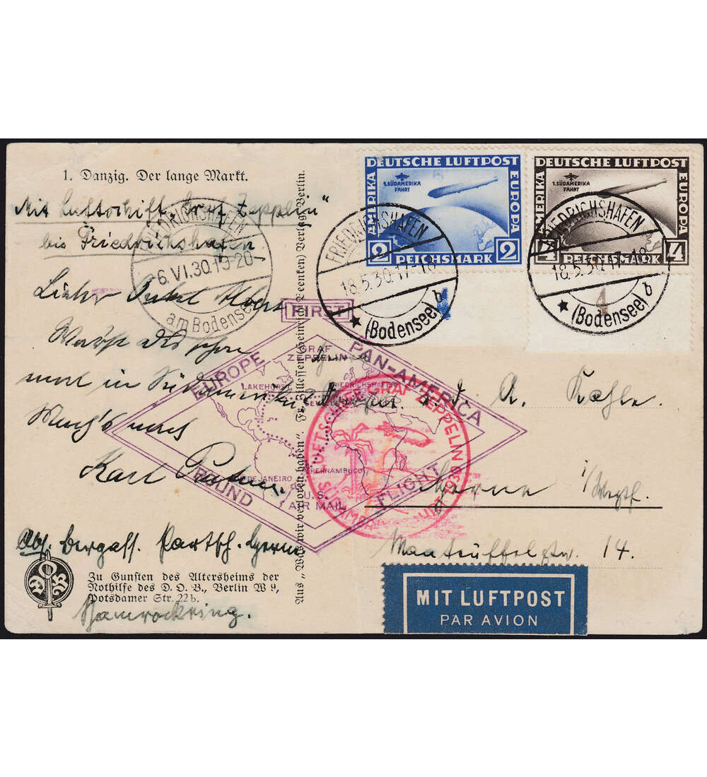 Deutsches Reich Nr. 438-439 Luftpostkarte