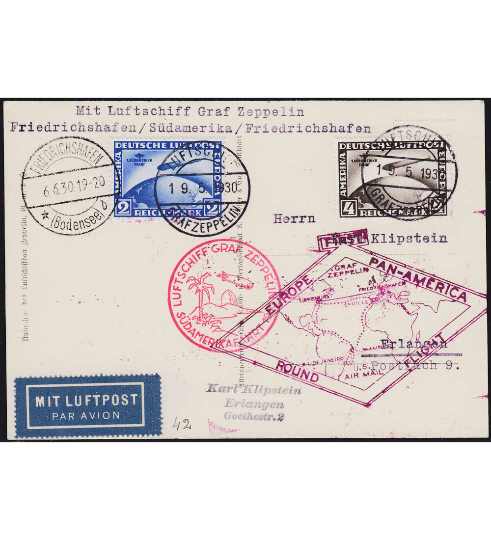 Deutsches Reich Nr. 438-439 Luftpostkarte