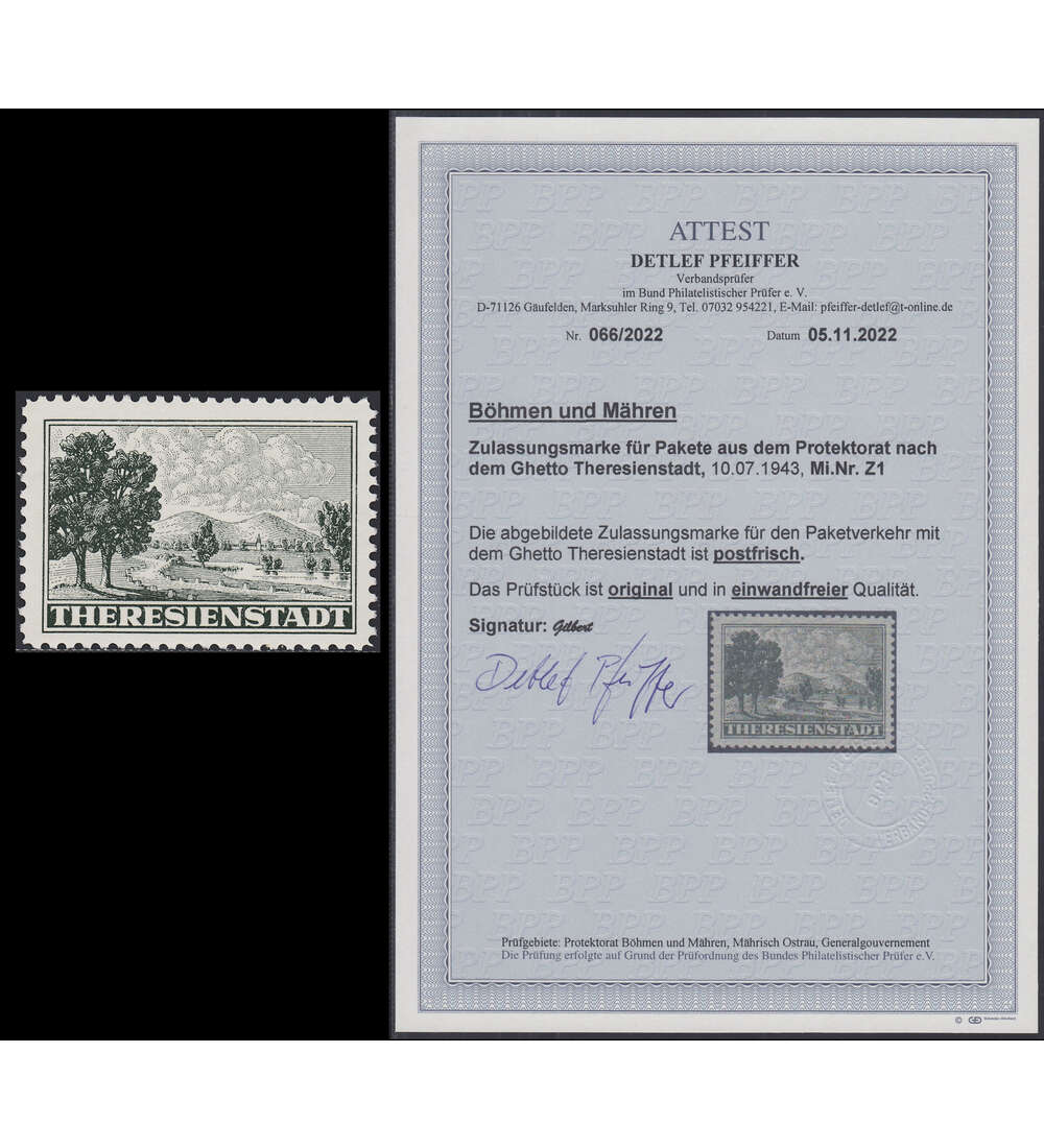 Bhmen und Mhren Nr. Z 1 postfrisch mit Farbfotoattest