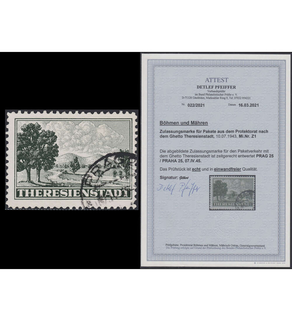 Bhmen und Mhren Nr. Z 1 gestempelt mit Fotoattest