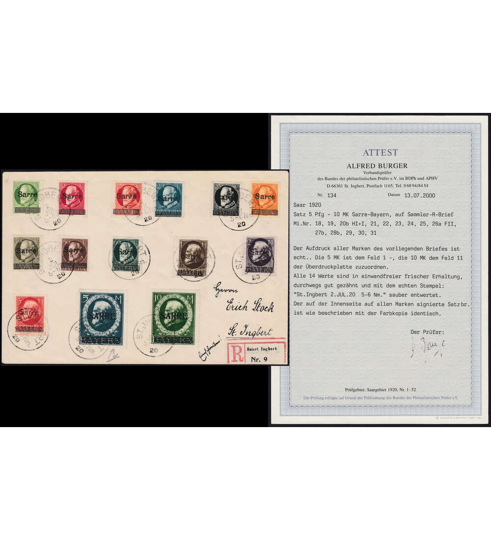 Saar Nr. 18-31 auf sogenanntem Schmuckbrief