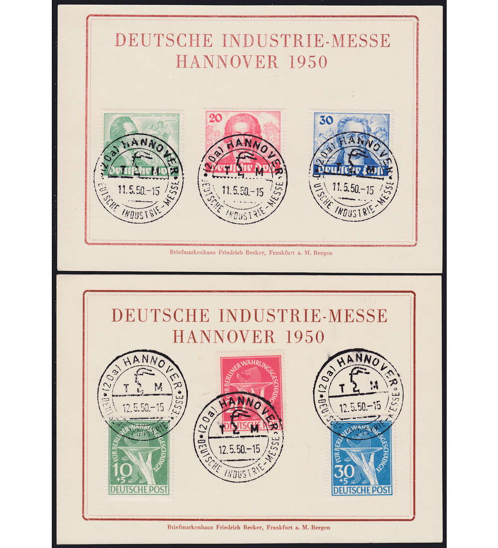 Berlin Nr. 61-63 und 68-70 auf Sonderkarten