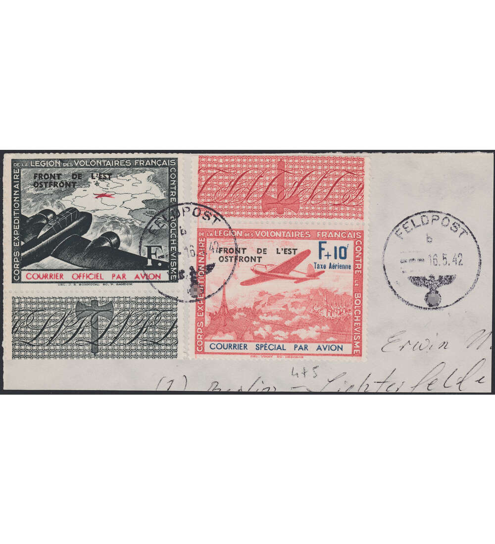 Dt. Besetzung Frankreich Nr. IV-V auf Briefabschnitt