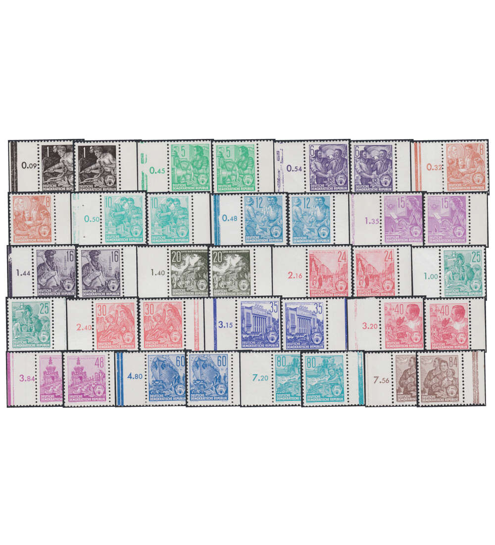 DDR Nr. 405-422 postfrisch ** vom Seitenrand