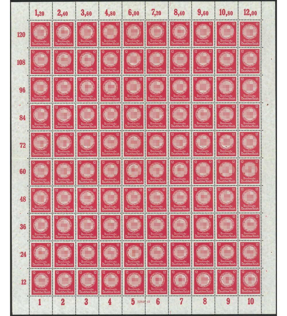Dt. Reich - Originalbogen Dienst Nr. 138 b postfrisch **