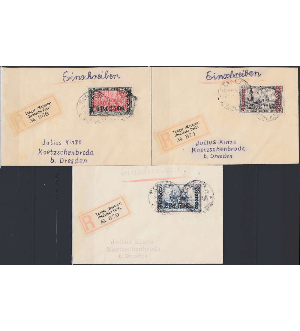 Dt. Auslandspost Marokko Nr. 31-33 gestempelt