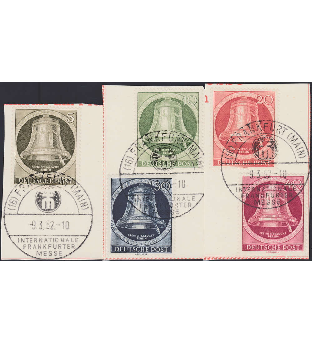 Berlin Nr. 82-86 auf Stempelabschnitten