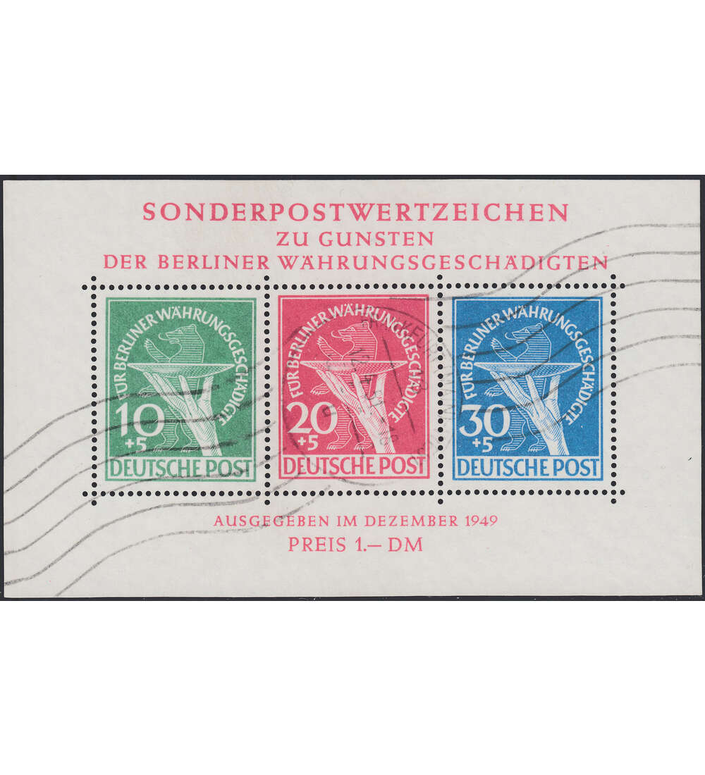 Berlin Block 1 mit Wellenstempel-Entwertung