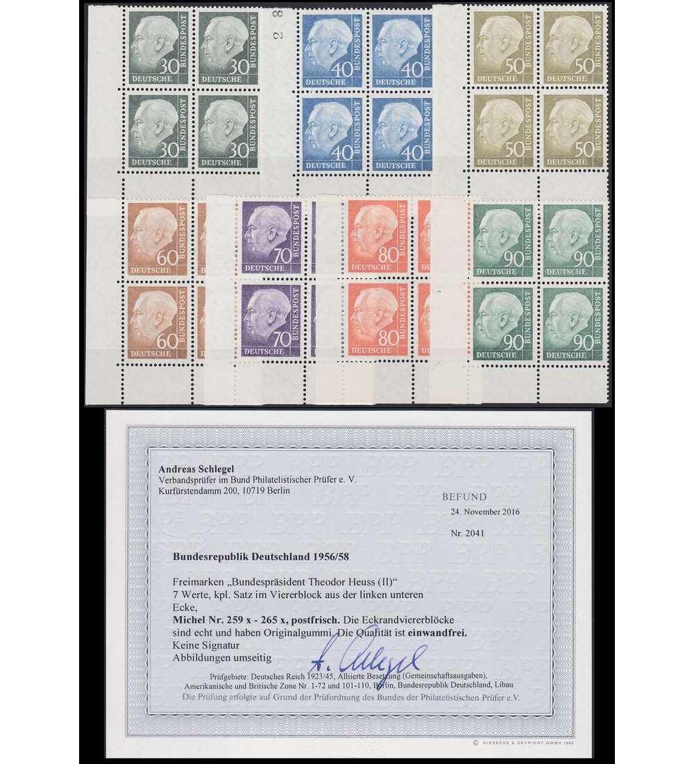 BRD Bund Nr. 259-265 x postfrisch ** 4er-Blocks