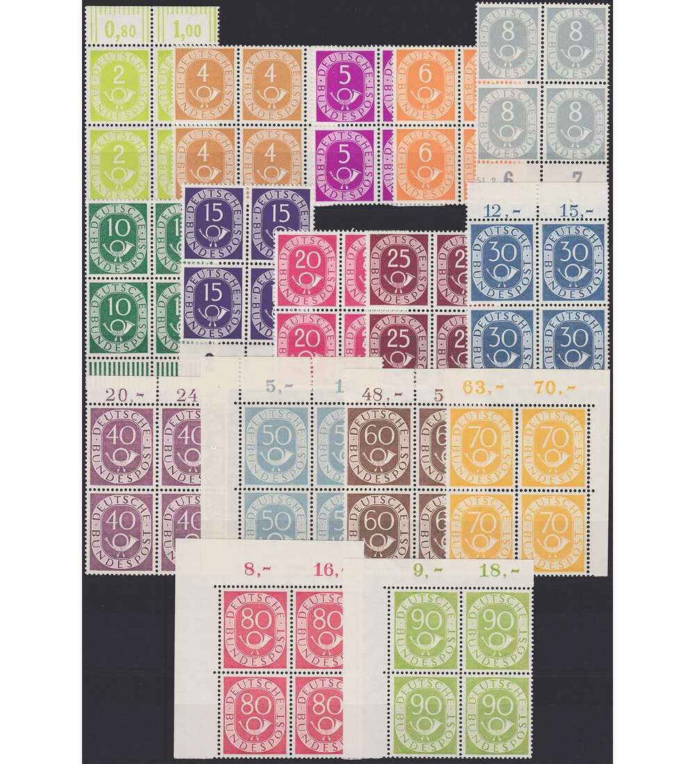 BRD Bund Posthorn-Satz in Viererblock postfrisch **