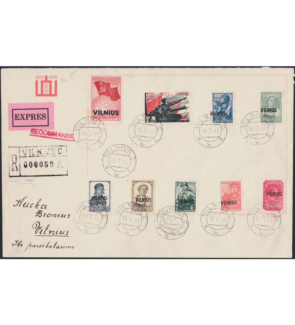 Dt. Besetzung Litauen Vilnius Nr. 10-18 gestempelt