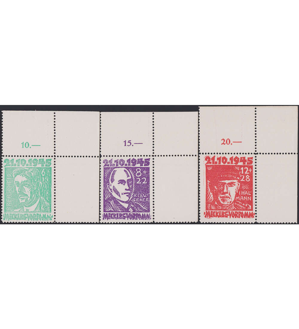 SBZ Nr. 20-22 postfrisch ** rechte obere Bogenecke