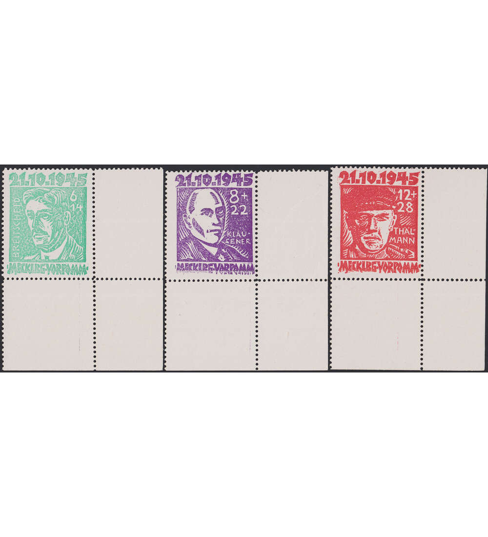 SBZ Nr. 20-22 postfrisch ** rechte untere Bogenecke