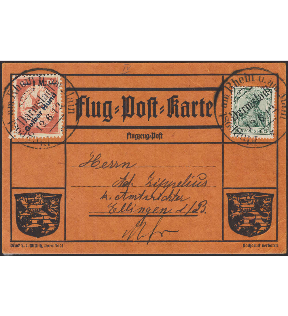 Deutsches Reich Gelber Hund Flugpostkarte