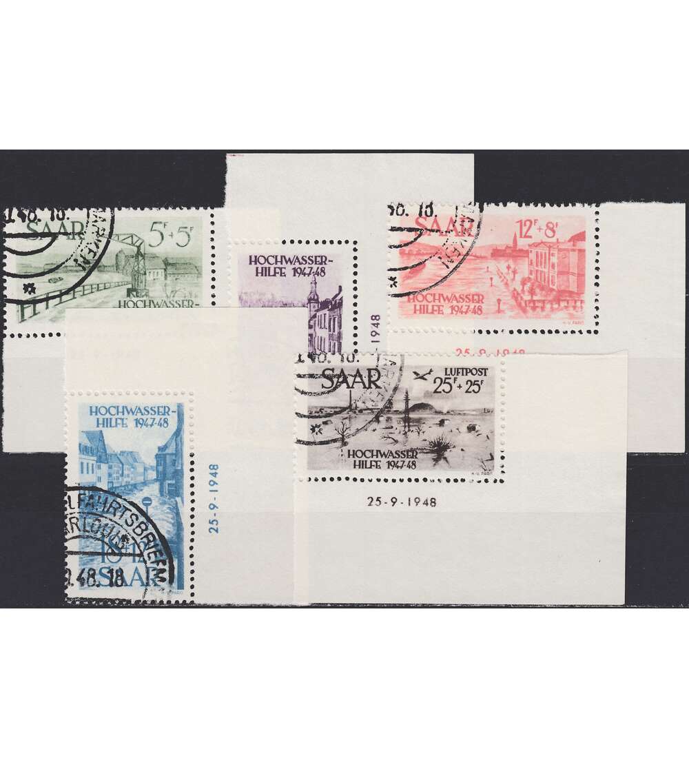 OPD Saarbrcken Nr. 255-259 Bogenecke mit Druckdatum mit Geflligkeitsabstempelung
