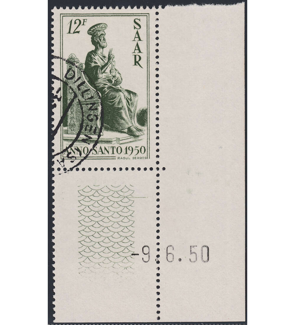 OPD Saarbrcken Nr. 293 Bogenecke mit Druckdatum mit Geflligkeitsabstempelung