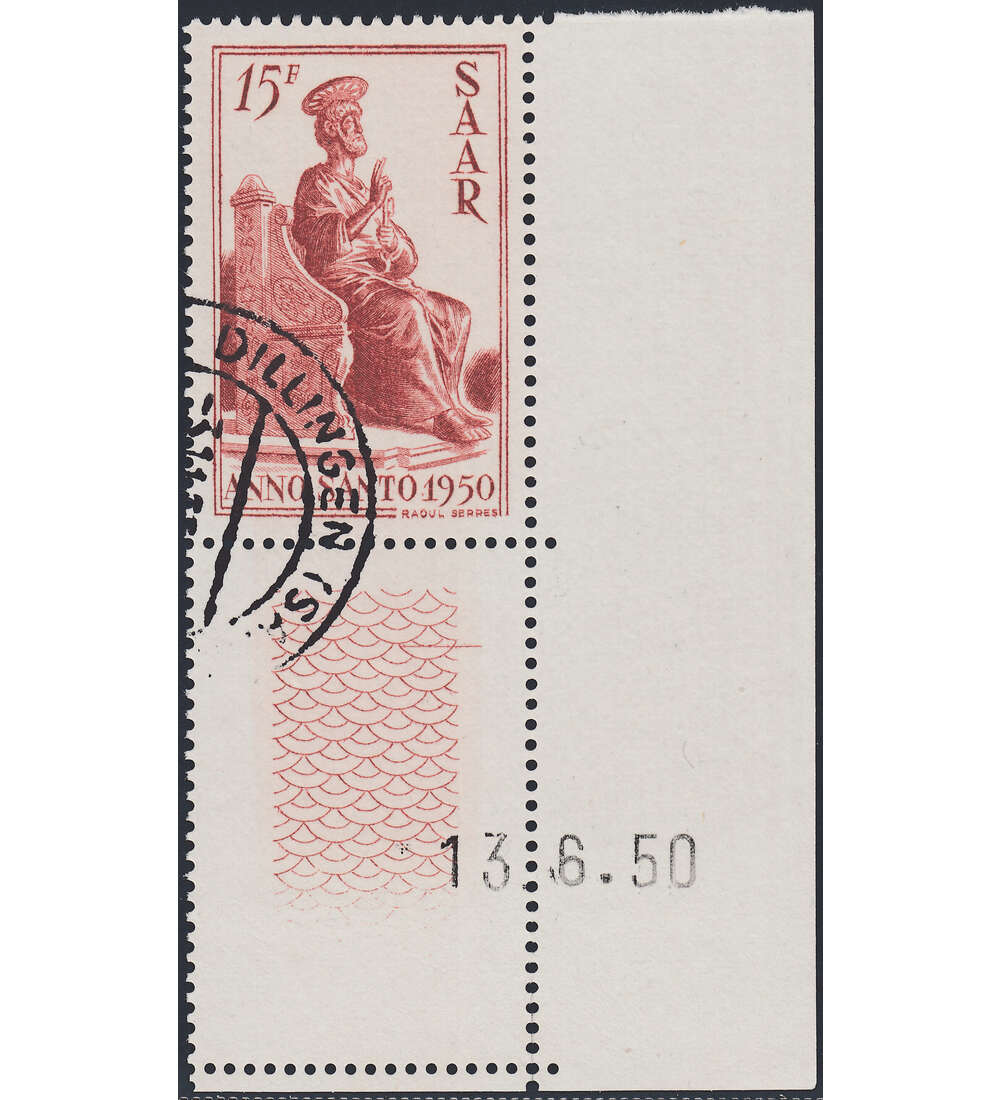 OPD Saarbrcken Nr. 294 Bogenecke mit Druckdatum mit Geflligkeitsabstempelung