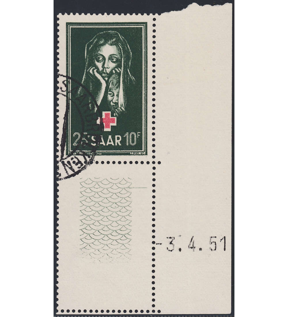 OPD Saarbrcken Nr. 304 Bogenecke mit Druckdatum mit Geflligkeitsabstempelung