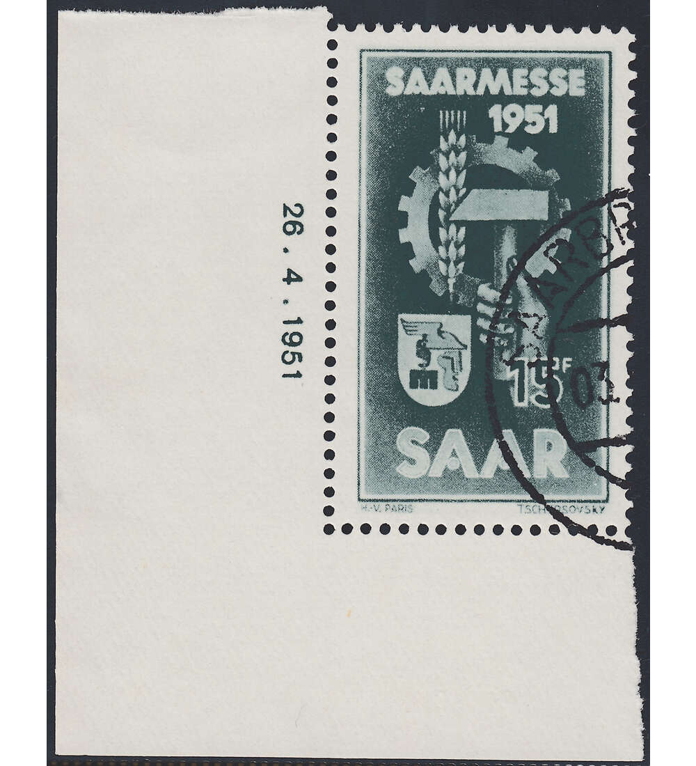 OPD Saarbrcken Nr. 306 Bogenecke mit Druckdatum mit Geflligkeitsabstempelung