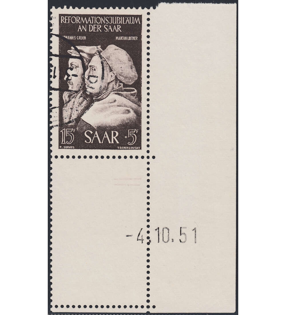 OPD Saarbrcken Nr. 308 Bogenecke mit Druckdatum mit Geflligkeitsabstempelung