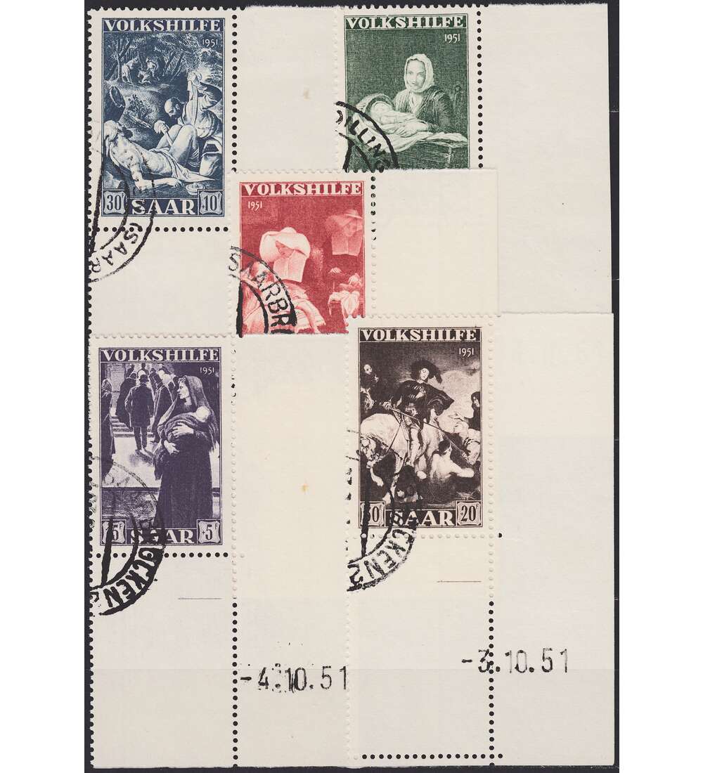 OPD Saarbrcken Nr. 309-313 Bogenecke mit Druckdatum mit Geflligkeitsabstempelung