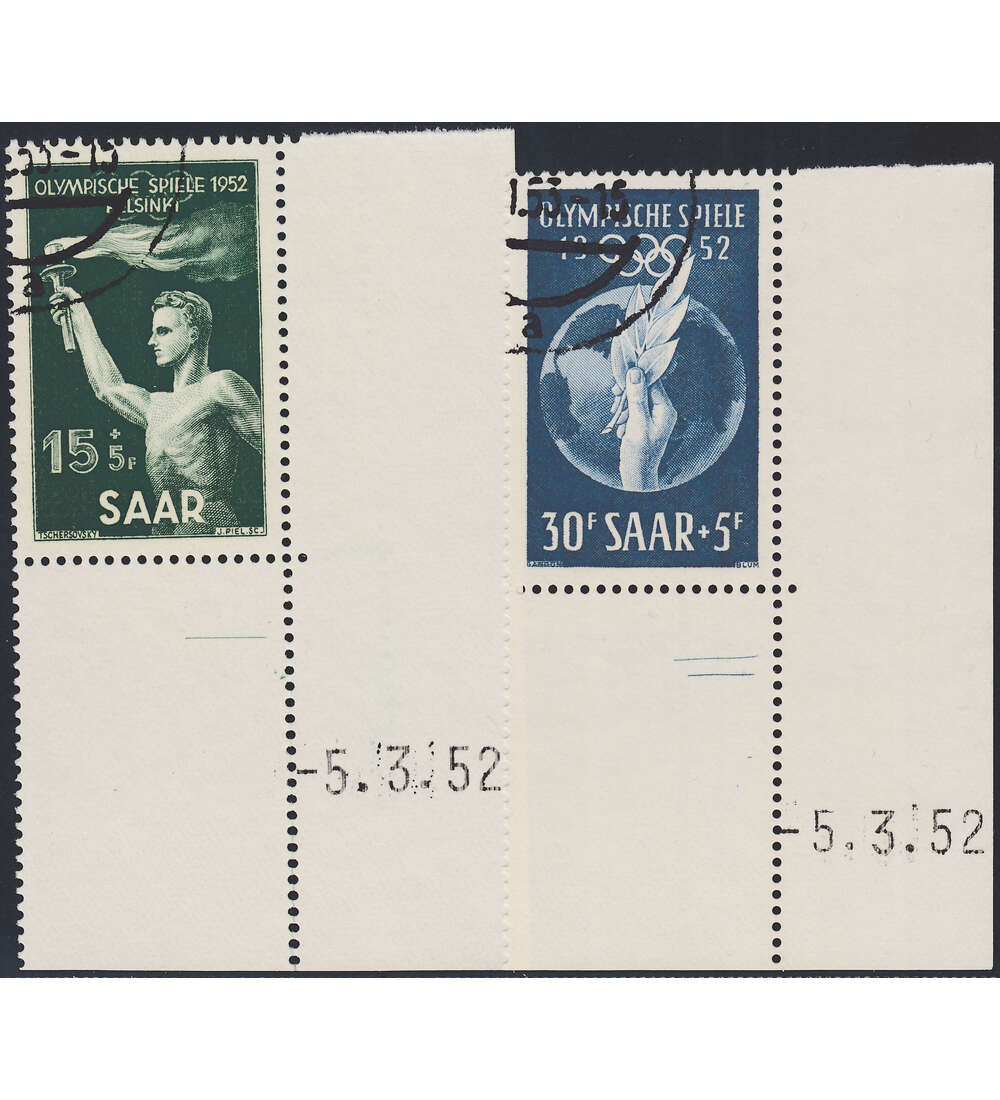 OPD Saarbrcken Nr. 314-315 Bogenecke mit Druckdatum mit Geflligkeitsabstempelung