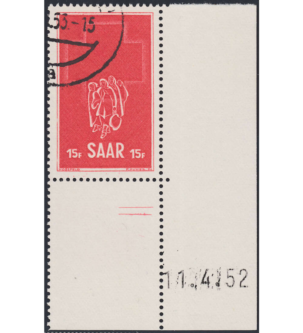 OPD Saarbrcken Nr. 318 Bogenecke mit Druckdatum mit Geflligkeitsabstempelung