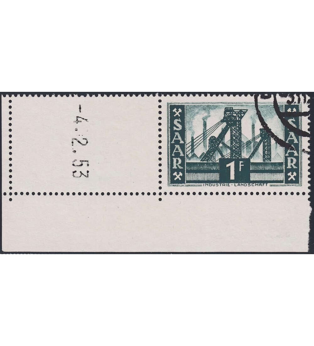 OPD Saarbrcken Nr. 319 Bogenecke mit Druckdatum mit Geflligkeitsabstempelung