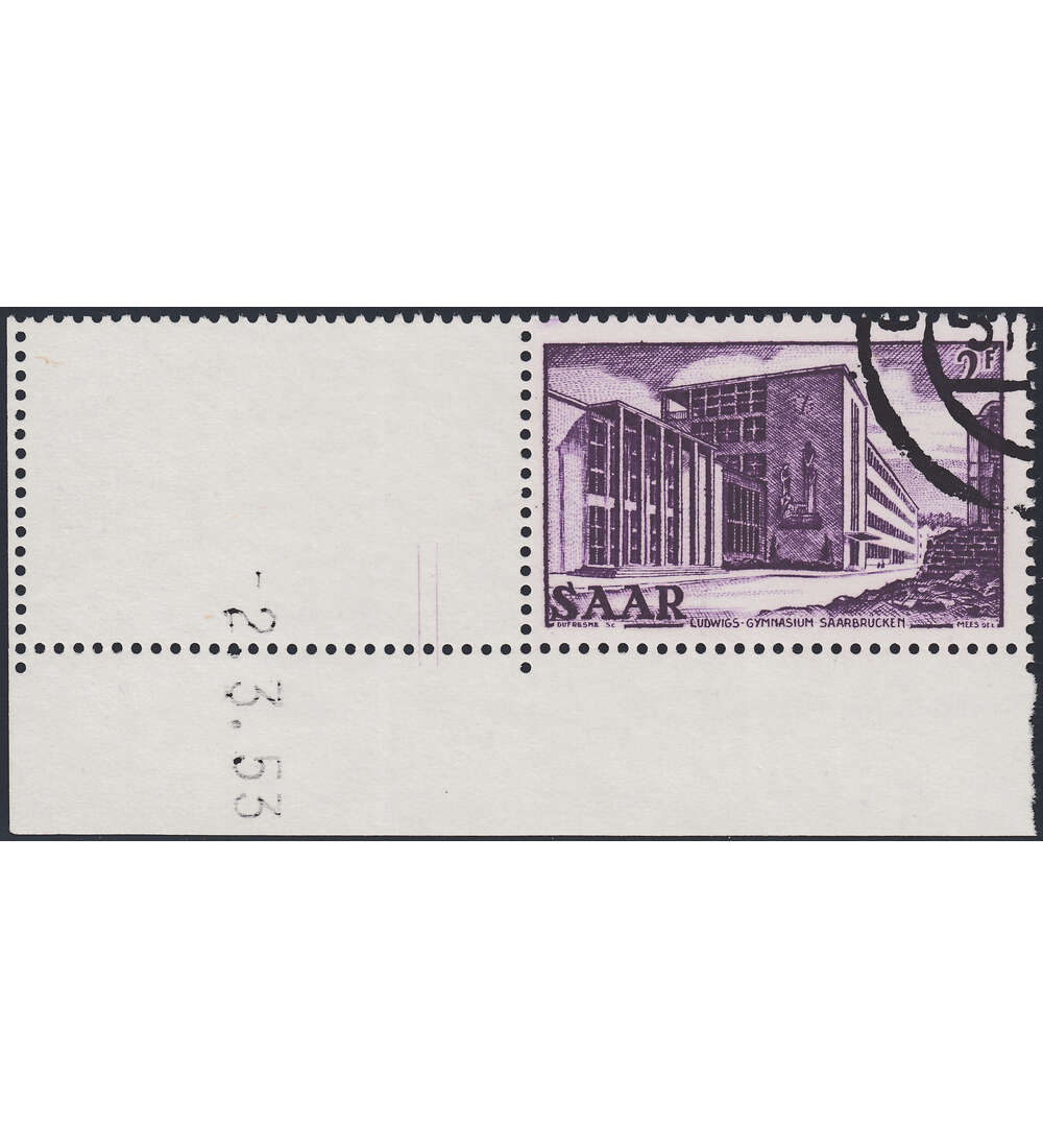 OPD Saarbrcken Nr. 320 Bogenecke mit Druckdatum mit Geflligkeitsabstempelung