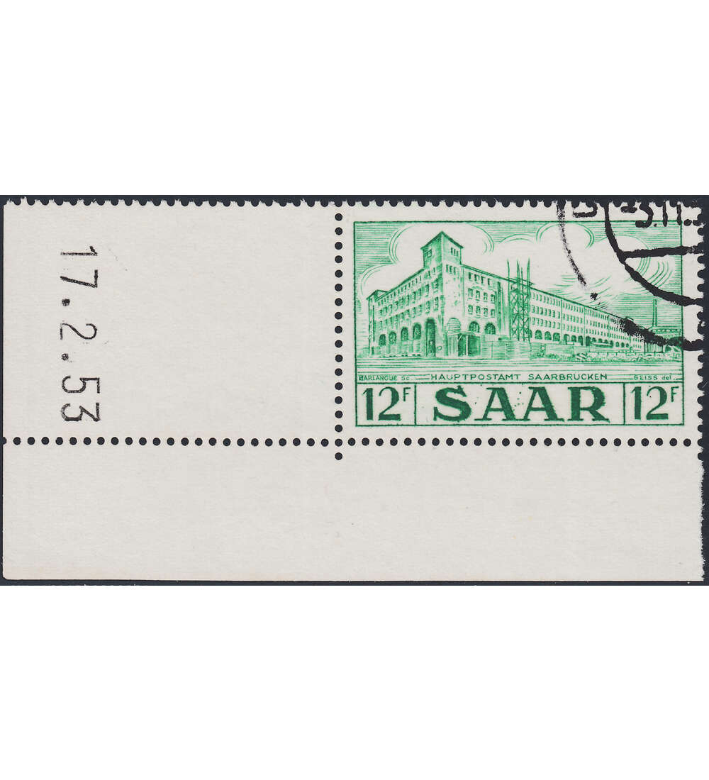 OPD Saarbrcken Nr. 326 Bogenecke mit Druckdatum mit Geflligkeitsabstempelung