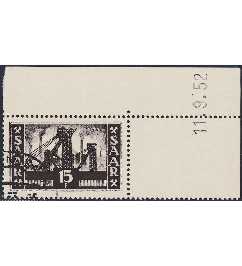 OPD Saarbrcken Nr. 327 Bogenecke mit Druckdatum mit Geflligkeitsabstempelung