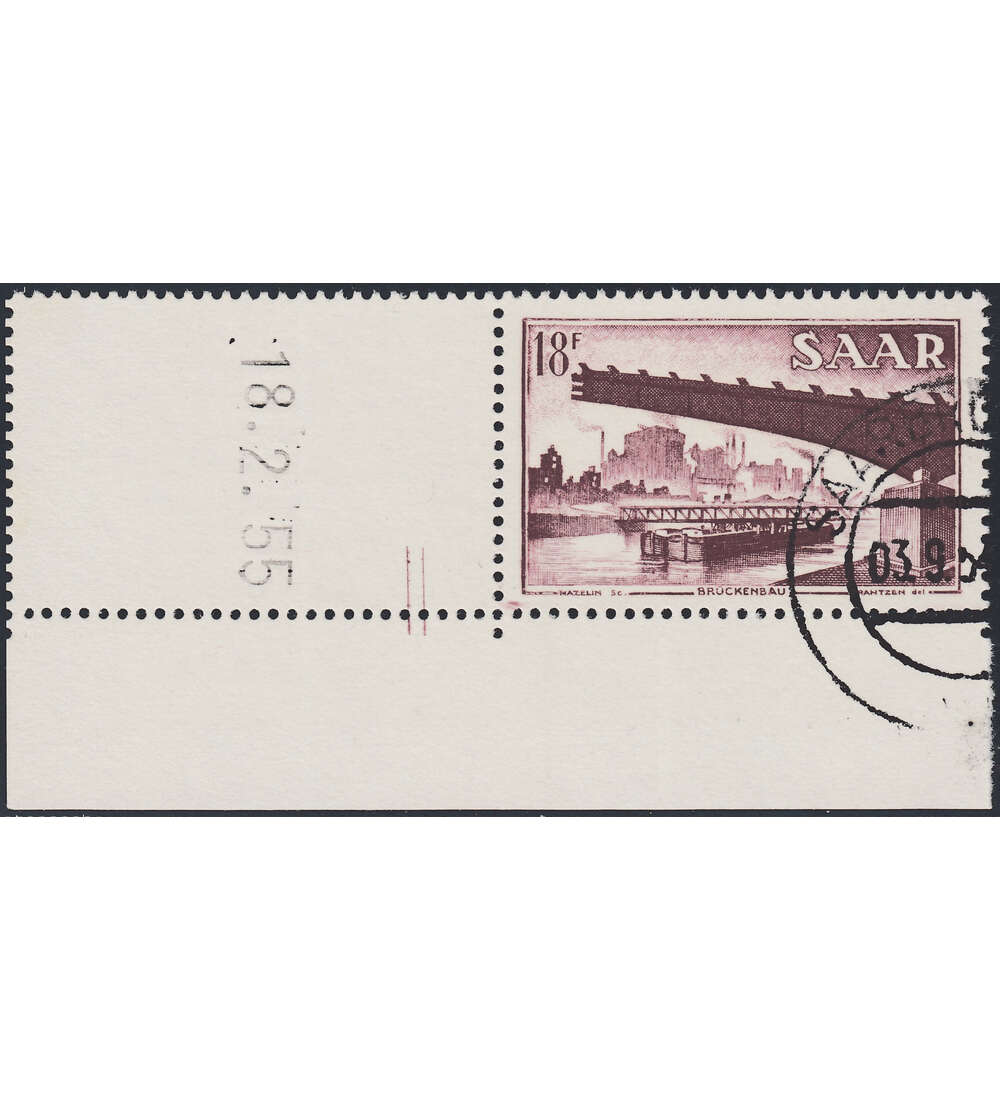 OPD Saarbrcken Nr. 330 Bogenecke mit Druckdatum mit Geflligkeitsabstempelung