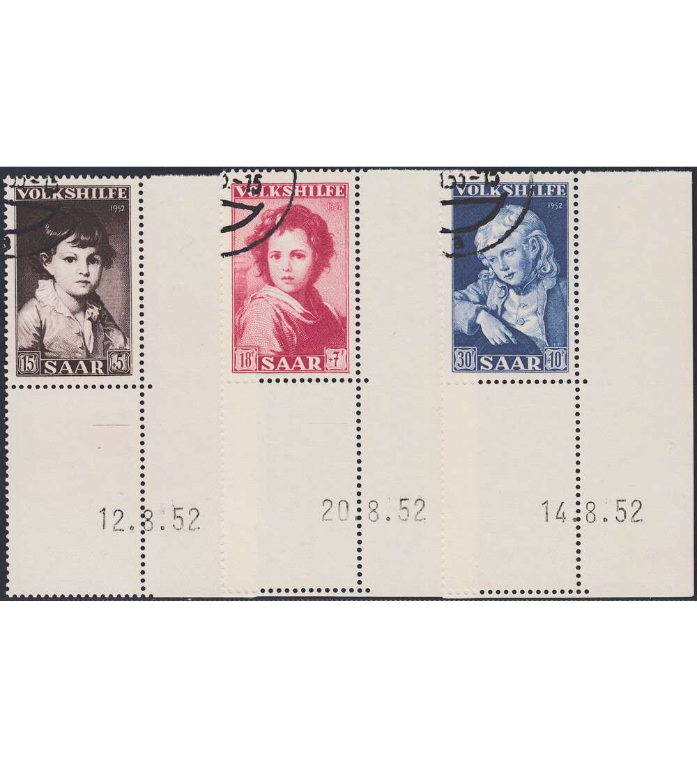 OPD Saarbrcken Nr. 338-340 Bogenecke mit Druckdatum mit Geflligkeitsabstempelung