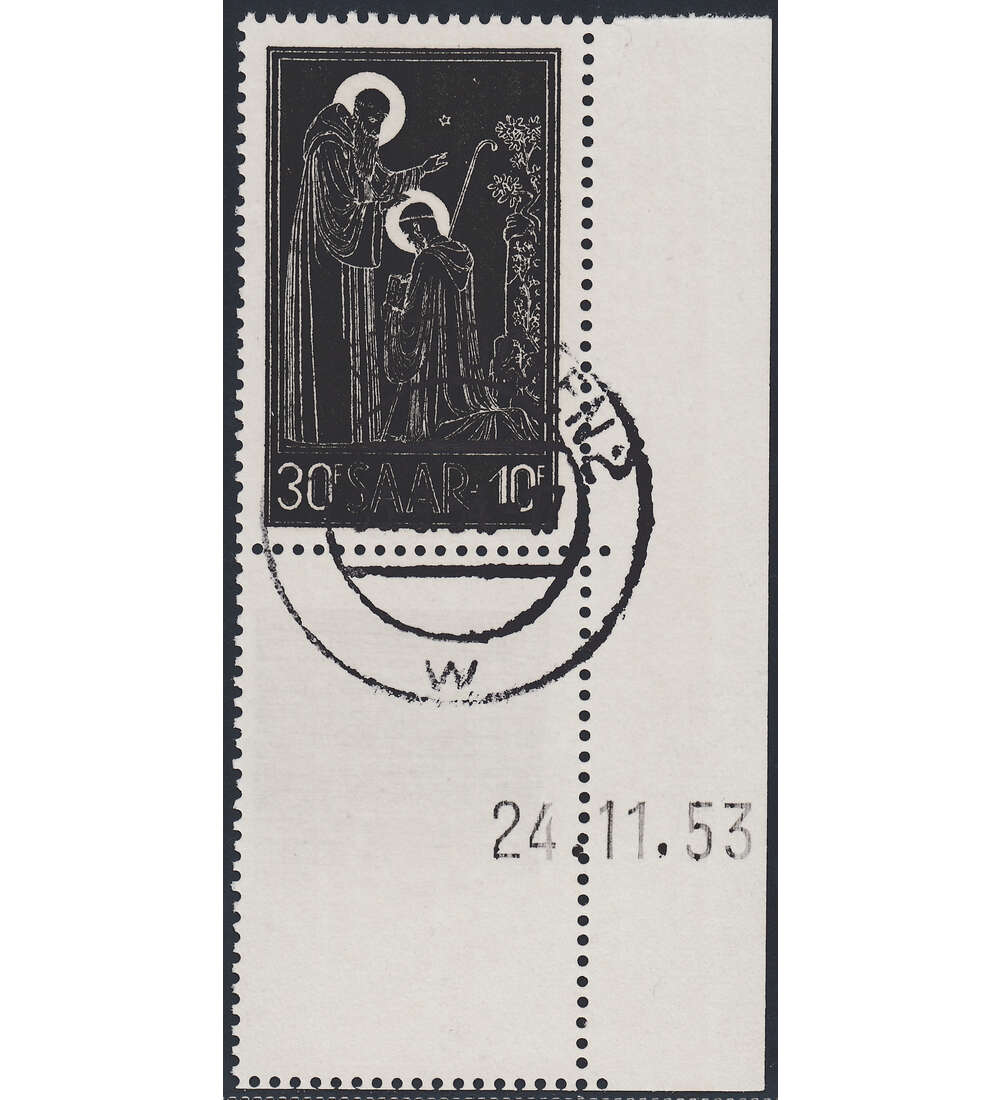 OPD Saarbrcken Nr. 347 Bogenecke mit Druckdatum mit Geflligkeitsabstempelung