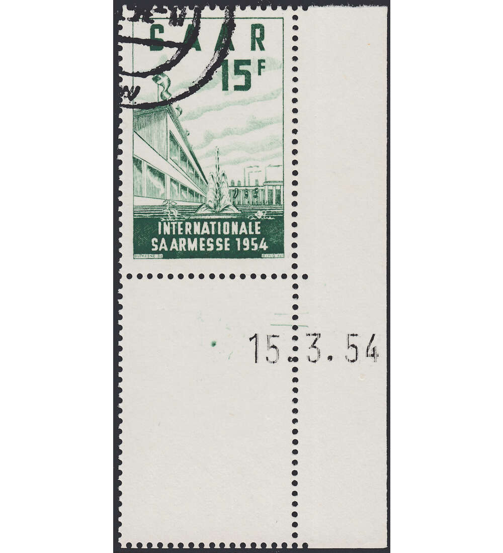 OPD Saarbrcken Nr. 348 Bogenecke mit Druckdatum mit Geflligkeitsabstempelung