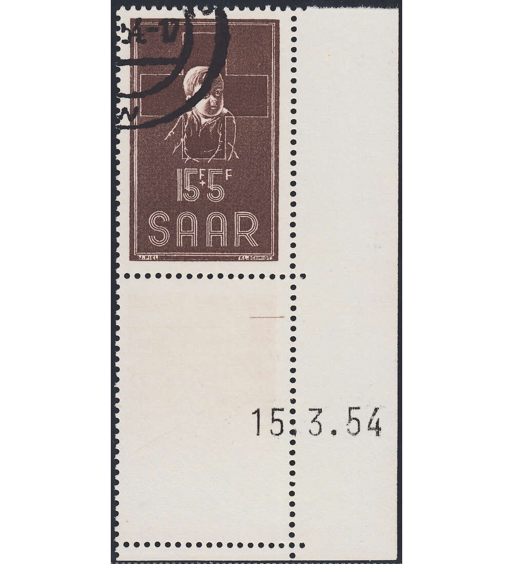 OPD Saarbrcken Nr. 350 Bogenecke mit Druckdatum mit Geflligkeitsabstempelung