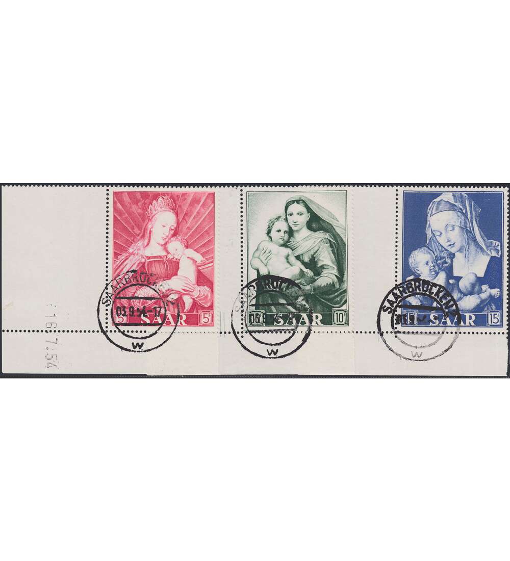 OPD Saarbrcken Nr. 351-353 Bogenecke mit Druckdatum mit Geflligkeitsabstempelung