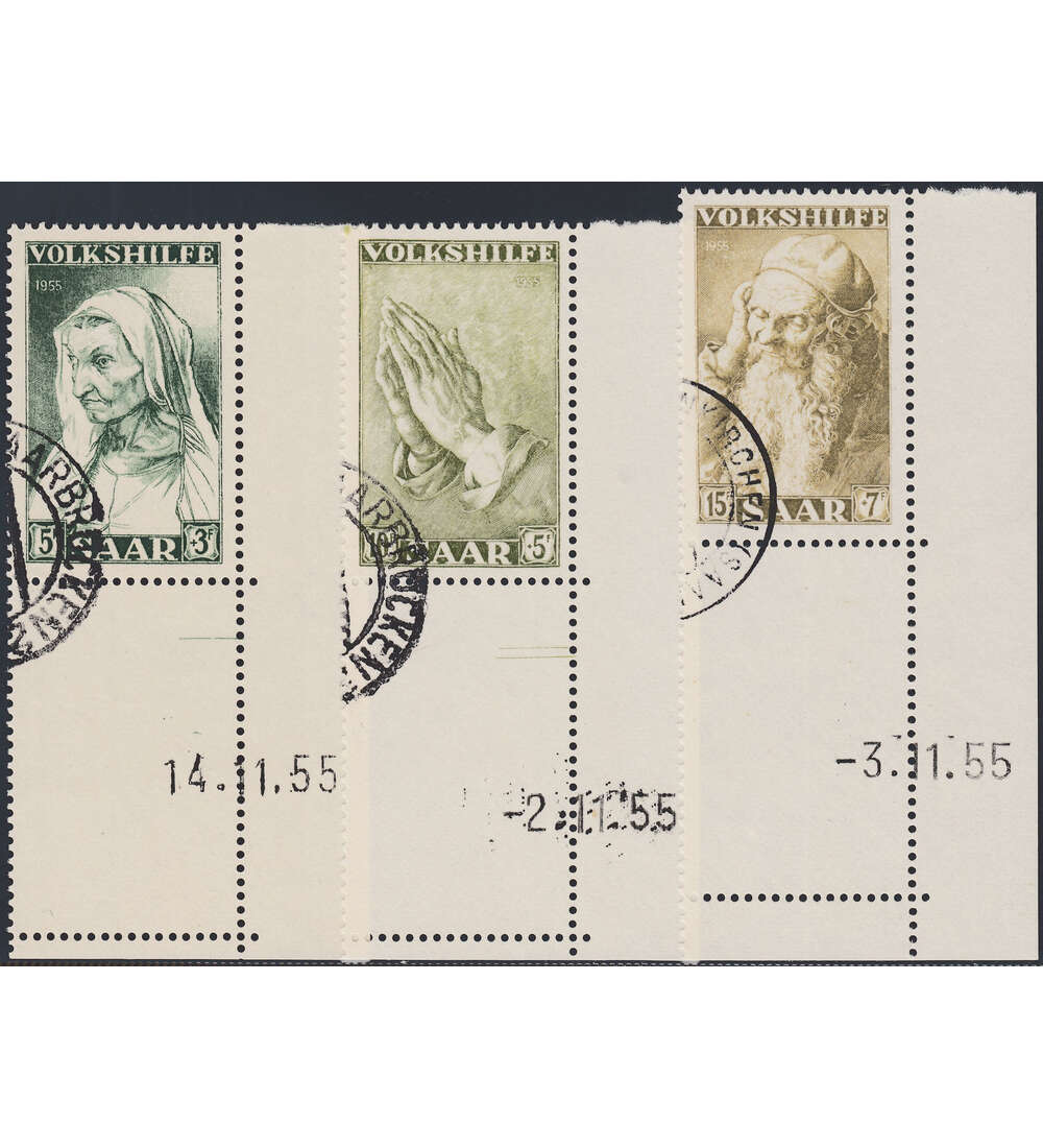 OPD Saarbrcken Nr. 365-367 Bogenecke mit Druckdatum mit Geflligkeitsabstempelung